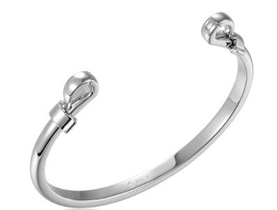 Alamea SS 925 Convertible Bangle: sterling silver open cuff with rounded padlock ends for a chic, versatile look.