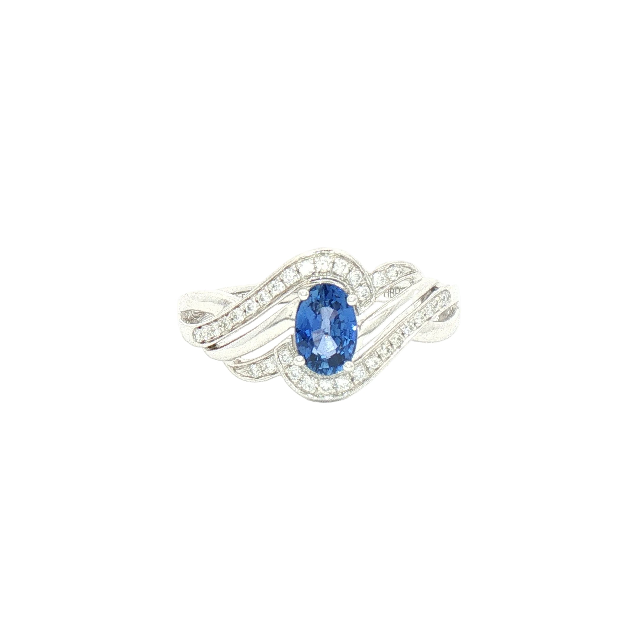 White Gold Diamond and Sapphire Ring