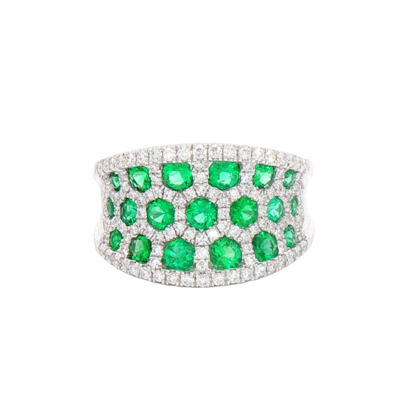 White Gold Emerald and Diamond Ring