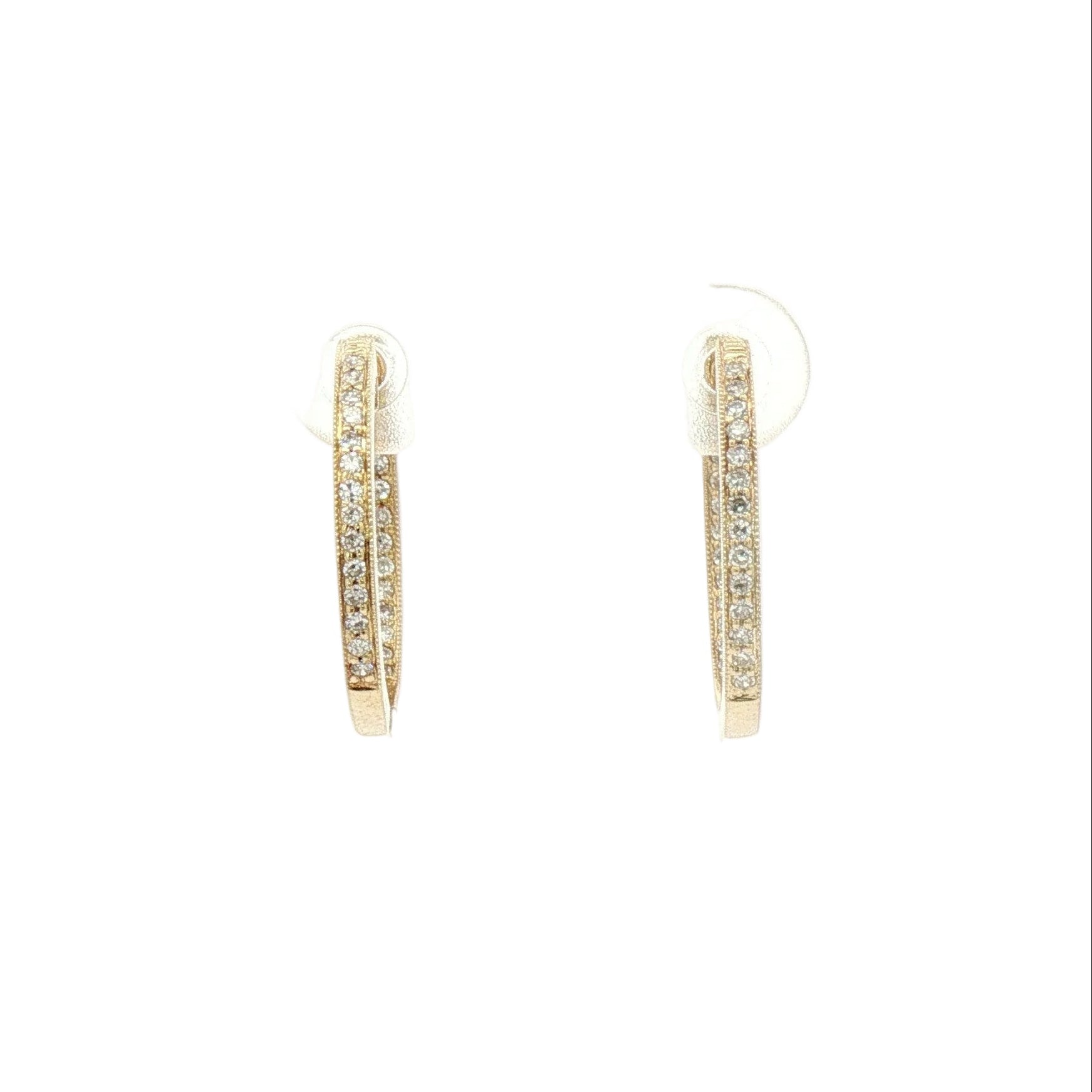 Yellow gold inside out Diamond Hoop Earrings.