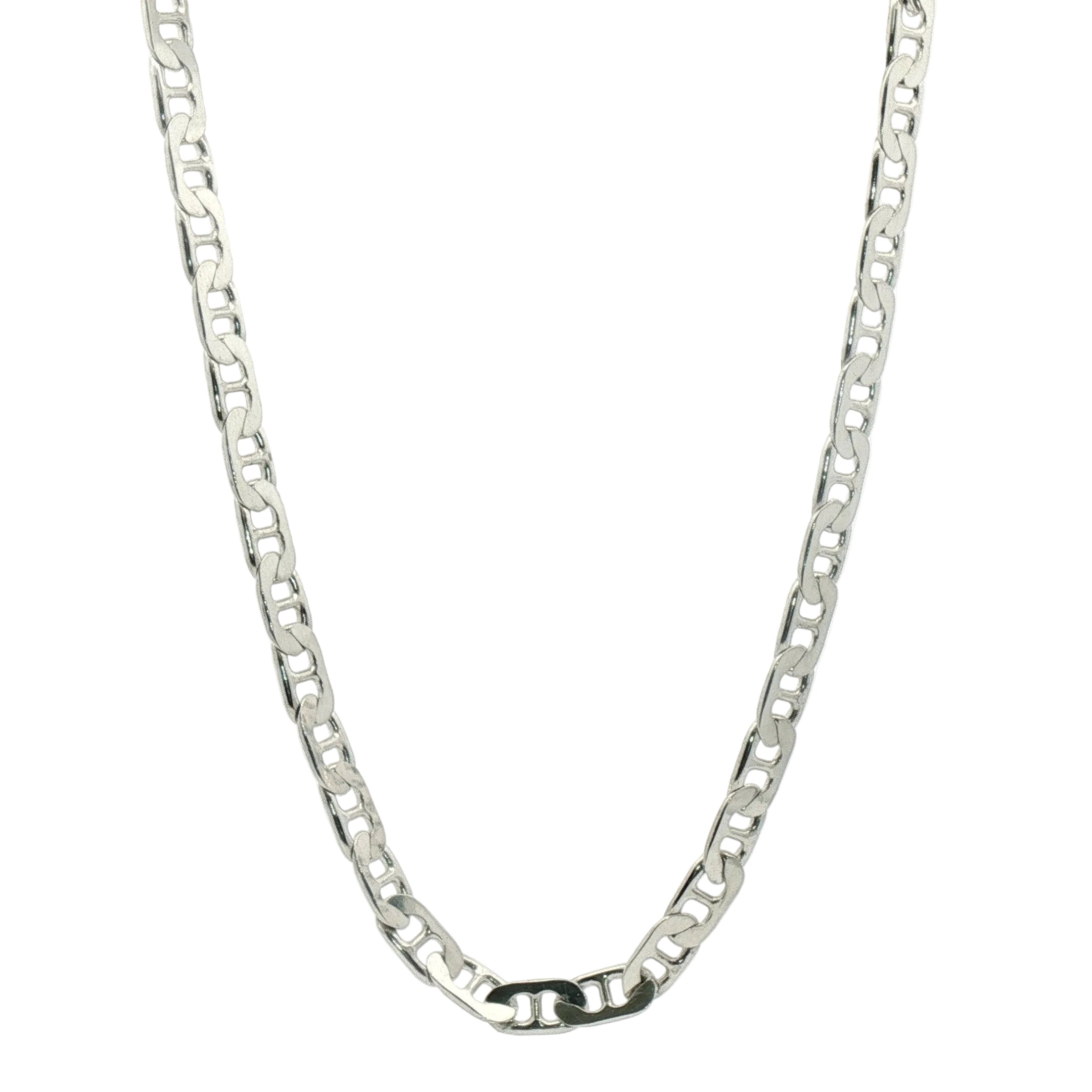 QG SS Flat Anchor Chain 5.5mm, 18", sterling silver with oval links on a white background.