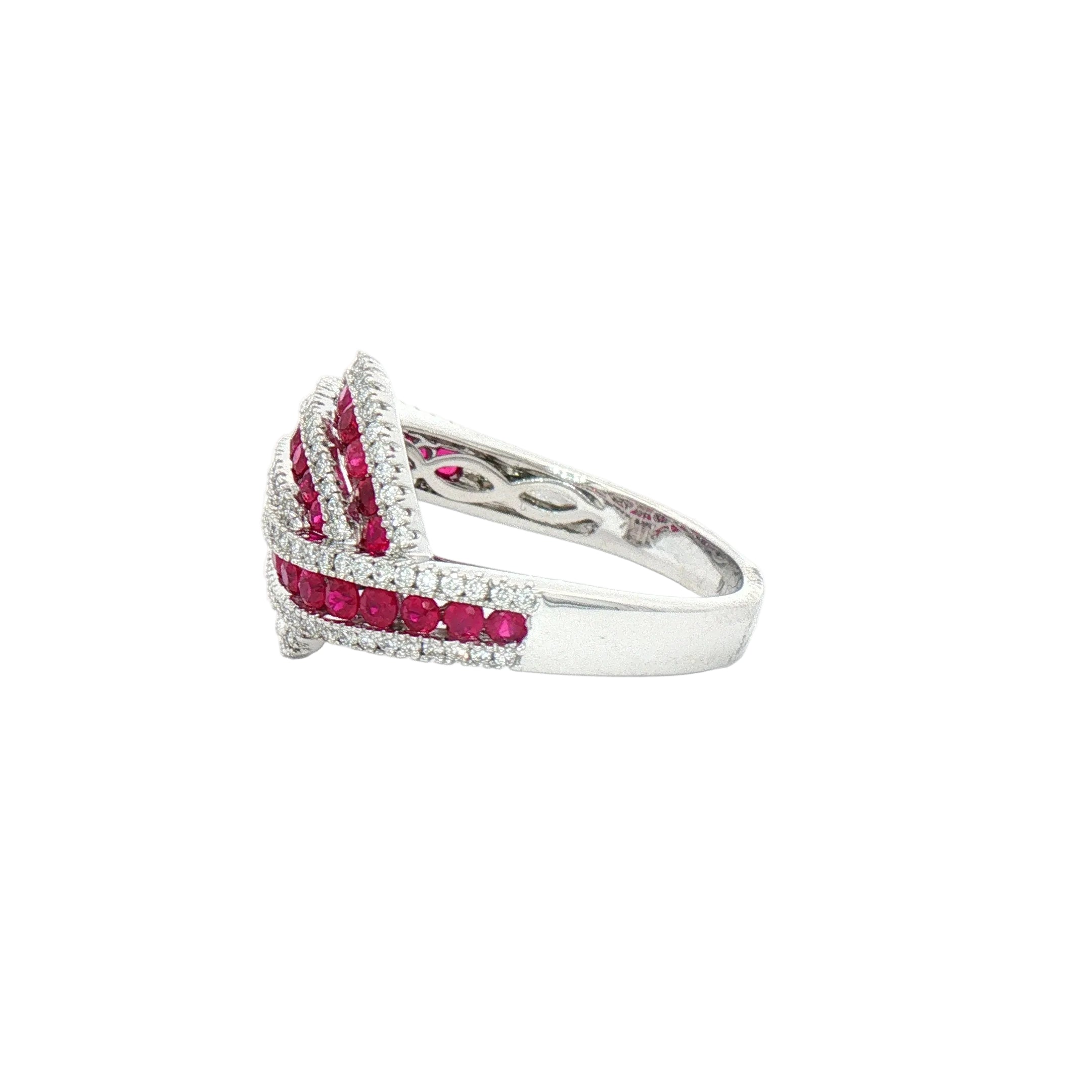 White Gold Ruby and Diamond Fashion Ring