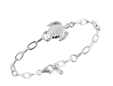 The Alamea SS 925 Turtle Bracelet features a turtle charm and lobster clasp in sterling silver.