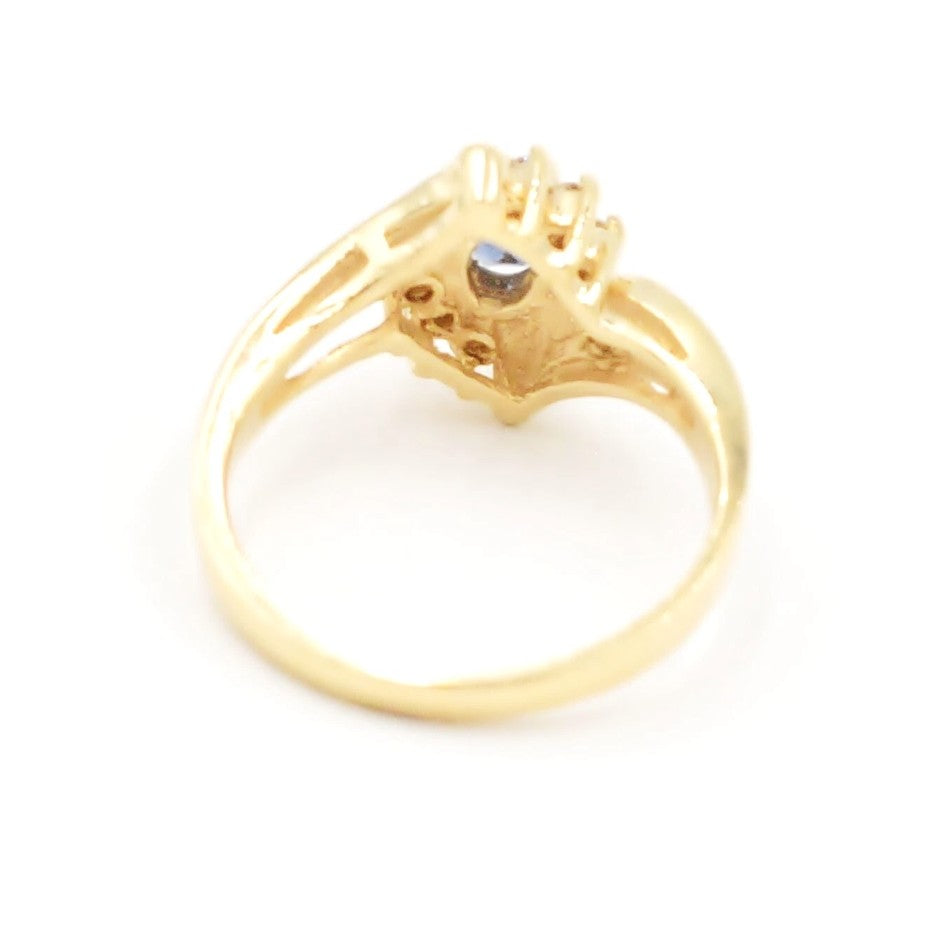Estate 14k yellow gold sapphire & .13ctw diamond cocktail ring by Kent Island Jewelry.
