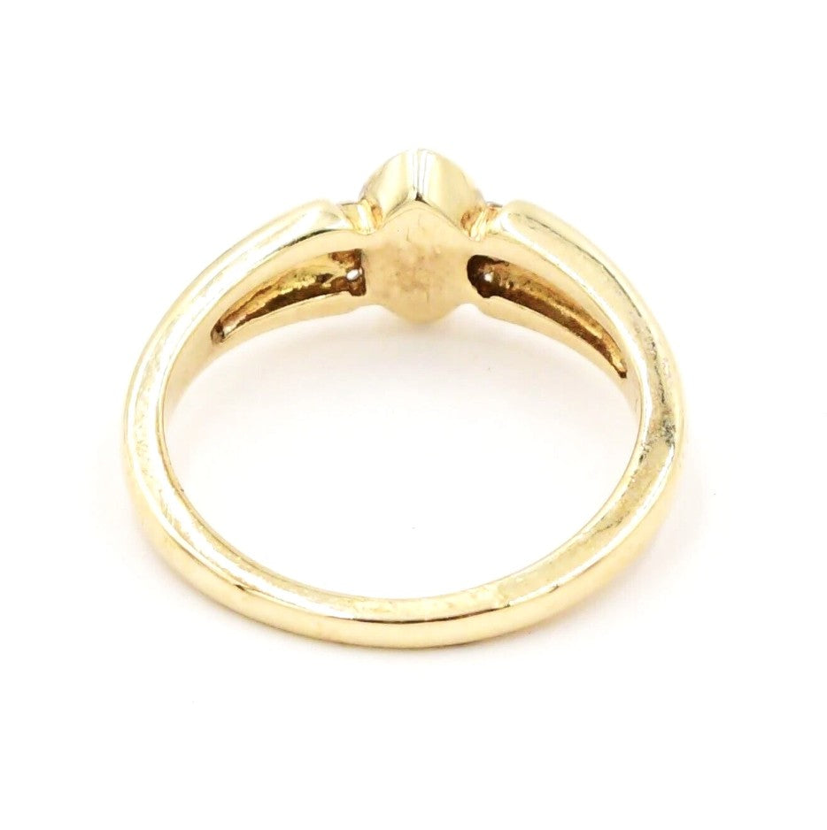 Estate 14k yellow gold Kabana ring with Australian opal & .03ctw diamond, by Kent Island Jewelry, back view.