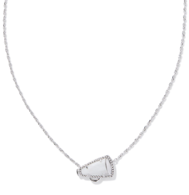 Kendra Scott CHEER Short Pendant Necklace in Silver White Mother of Pearl—perfect for everyday style.