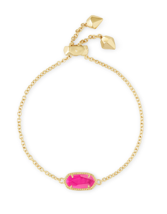 Kendra Scott Elaina Delicate Chain Bracelet in Gold with Azalea Illusion gemstone and adjustable clasp.