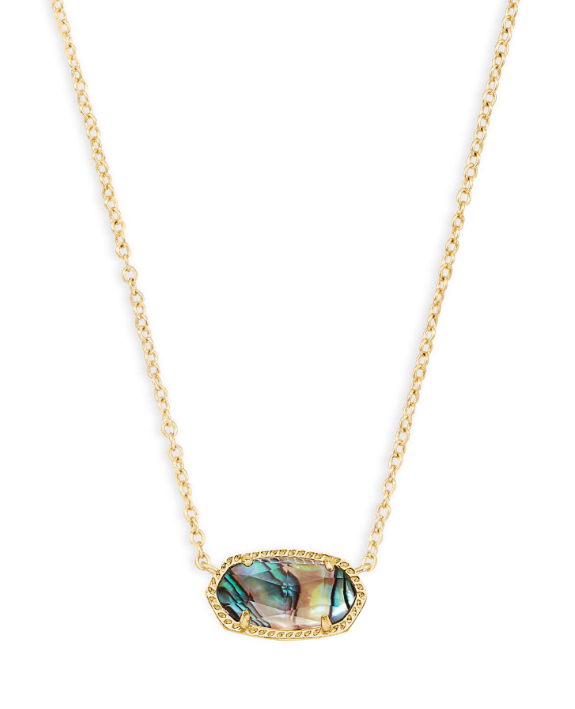 Kendra Scott ELISA Short Pendant Necklace in Gold features an abalone shell on a delicate chain.