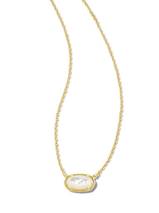 Kendra Scott GRAYSON pendant necklace in gold with an ivory Mother of Pearl, shown on a white background.