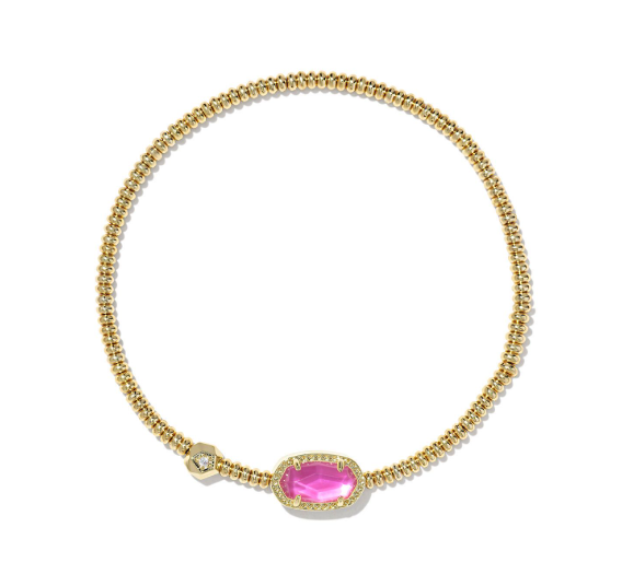 Kendra Scott Grayson Stretch Bracelet in Gold features an Azalea Illusion stone and a delicate diamond accent.