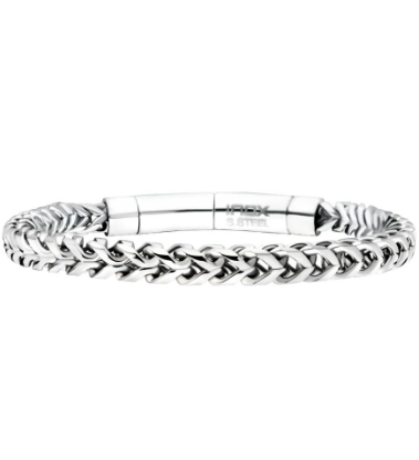 Inox High Polished Finish Stainless Steel Franco Chain Bracelet shown on a white background.