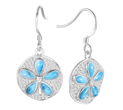 Alamea SS Sand Dollar Earrings, featuring a sand dollar design with sparkling CZ accents.