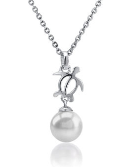 Alamea SS FWP Pendant: round white pearl on a delicate 925 sterling silver chain.