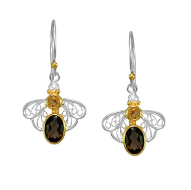 Michou Sterling Silver & 22K Gold Vermeil Earrings with Citrine accents.