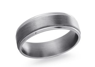 Silver colored tantalum ring with a brushed finish.