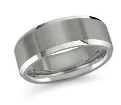Silver colored tungsten ring with a brushed finish.