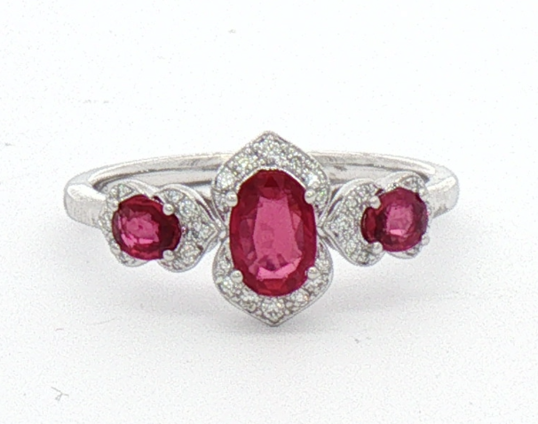 White Gold Diamond and Ruby Women's Ring.