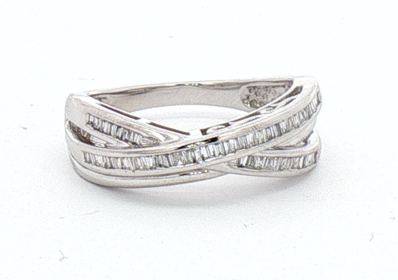White Gold Diamond Crossover Ring