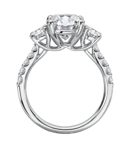 The Romance Diamond Semi-Mount Engagement Ring by Romance features lab-grown diamonds and a 14kt white gold band.