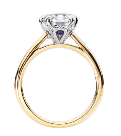 Romance Diamond and Sapphire Accented Semi-Mount Engagement Ring by Romance with sapphires, diamonds, and white gold.