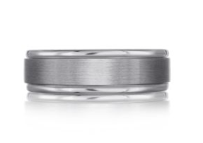 Silver colored tantalum ring with a brushed finish.