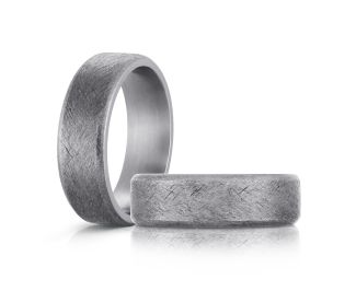 Silver tantalum ring with a brushed finish.