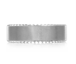 Silver colored tungsten men's ring with a textured band.