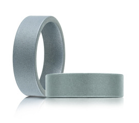 Gray colored tungsten men's band with sand finish.