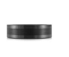 Black tungsten men's ring with a brushed finish.