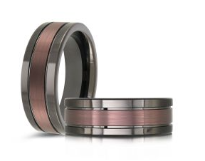 Black and brown two-tone men's tungsten ring.