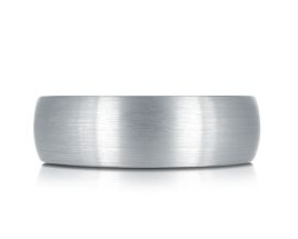 Silver colored tungsten ring with black interior.