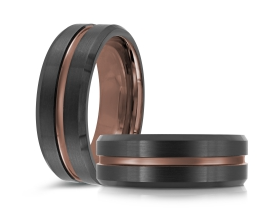 Two-tone ring with black and brown accent color.
