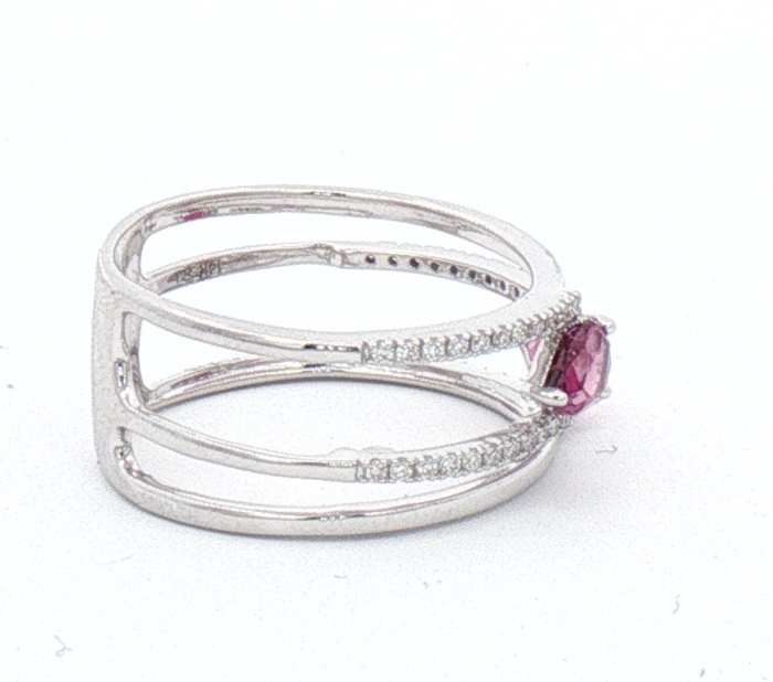 White Gold Pink Tourmaline and Diamond Ring