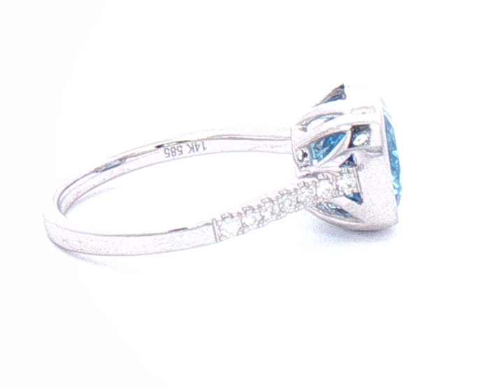 White Gold Blue Topaz and Diamond Ring