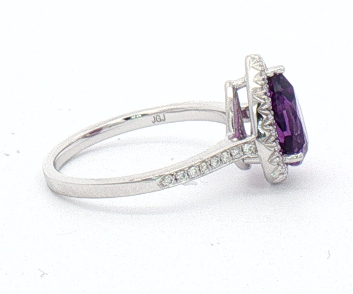 White Gold Amethyst and Diamond Ring