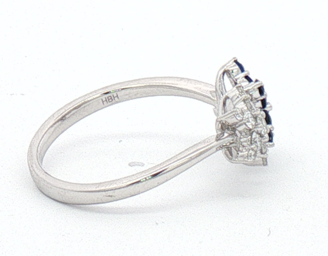 White Gold Sapphire and Diamond Ring.