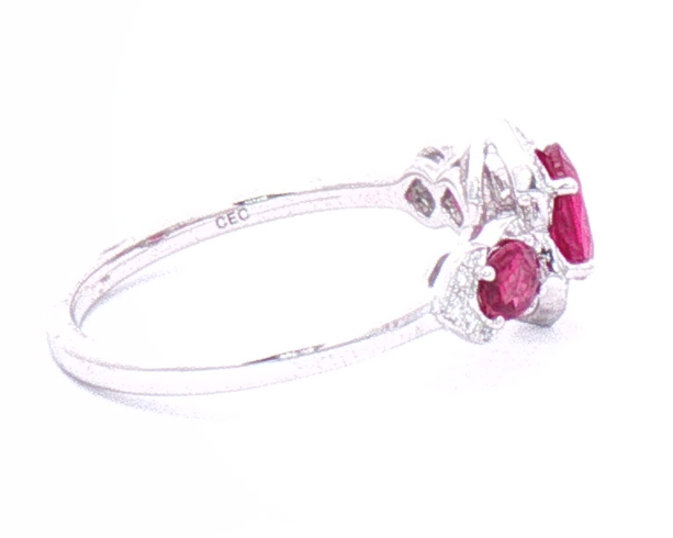 White Gold Diamond and Ruby Women's Ring.
