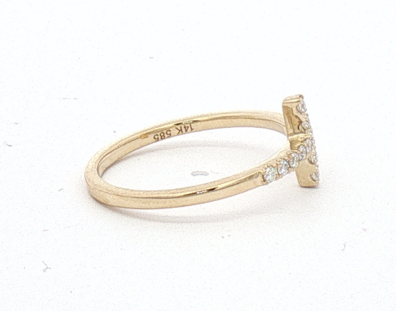 Yellow Gold Diamond Cross Ring