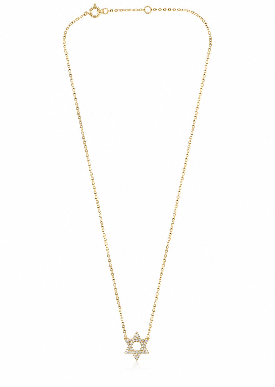 Roman & Jules 14K Yellow Gold Diamond Star of David Necklace—an elegant Jewish jewelry piece for any occasion.