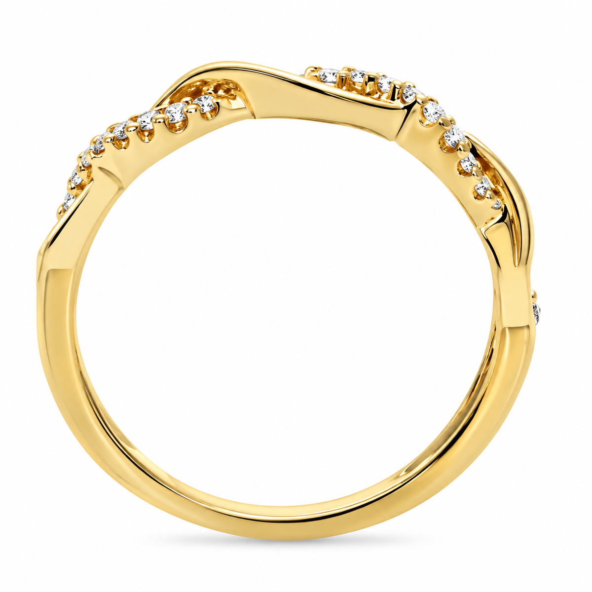 14K Yellow Gold Diamond Twist Band
