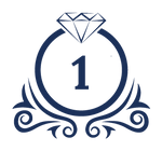 Decorative number '1' with a diamond ring on a white background