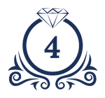 Decorative number '4' with a diamond ring on a white background