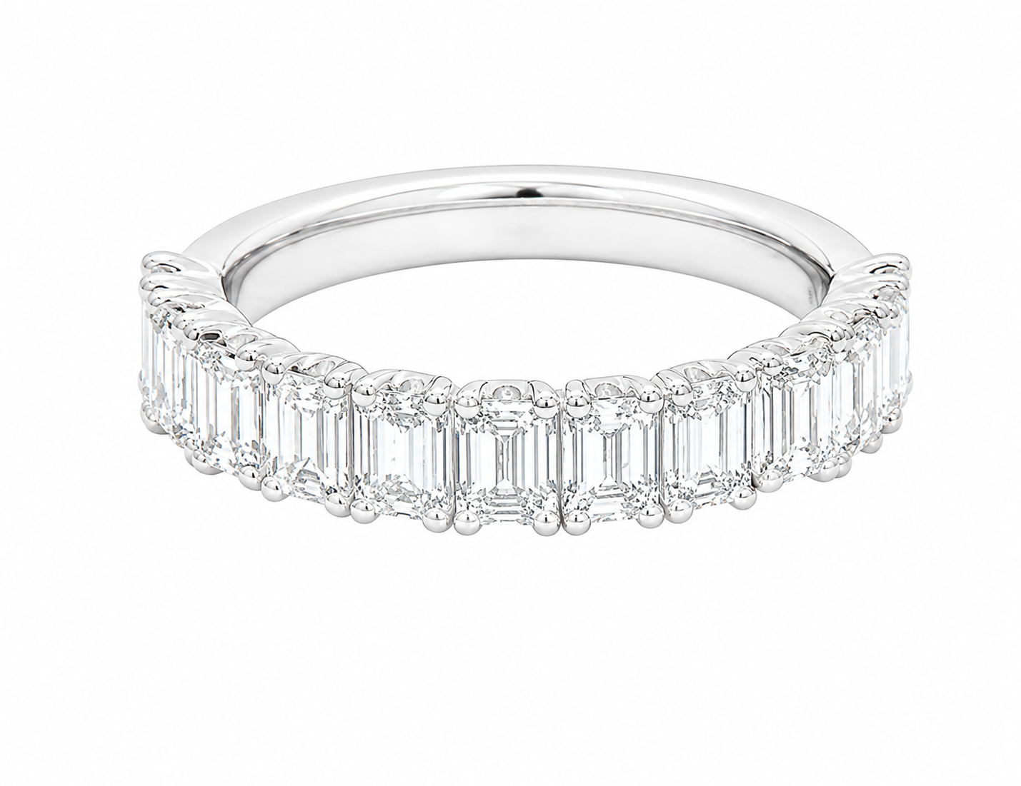 GBC, Inc. 14K White Gold Diamond Band with baguette-cut diamonds set in a continuous row around the band.