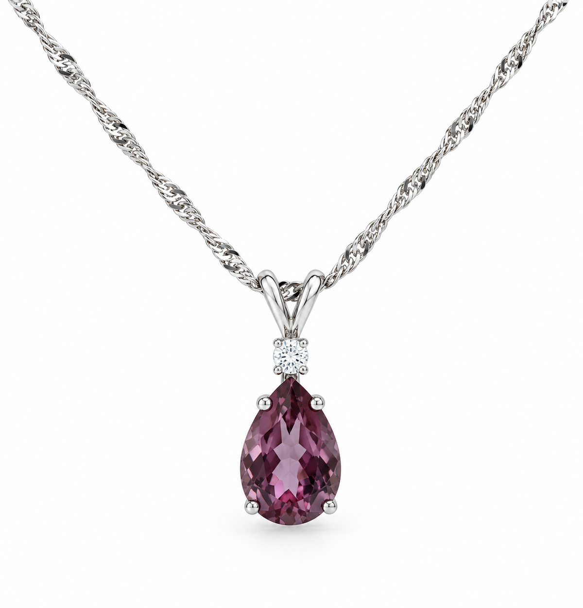 White gold mystic topaz necklace