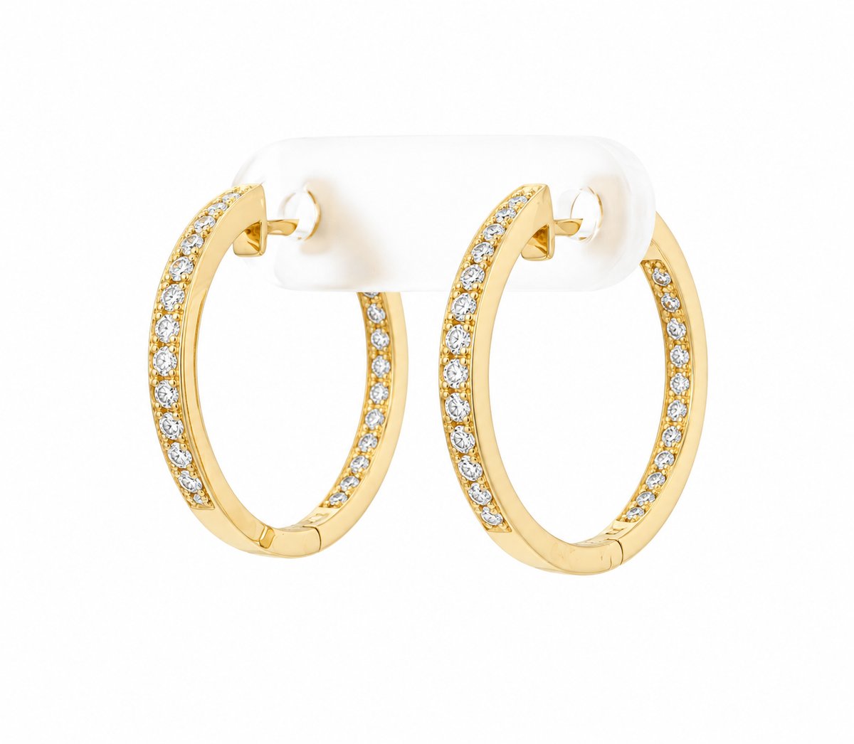 Estate Yellow Gold Diamond Hoop Earrings