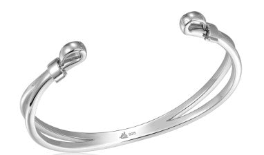 The Alamea SS 925 Convertible Bangle features a double-band design with two rounded ends in sterling silver.