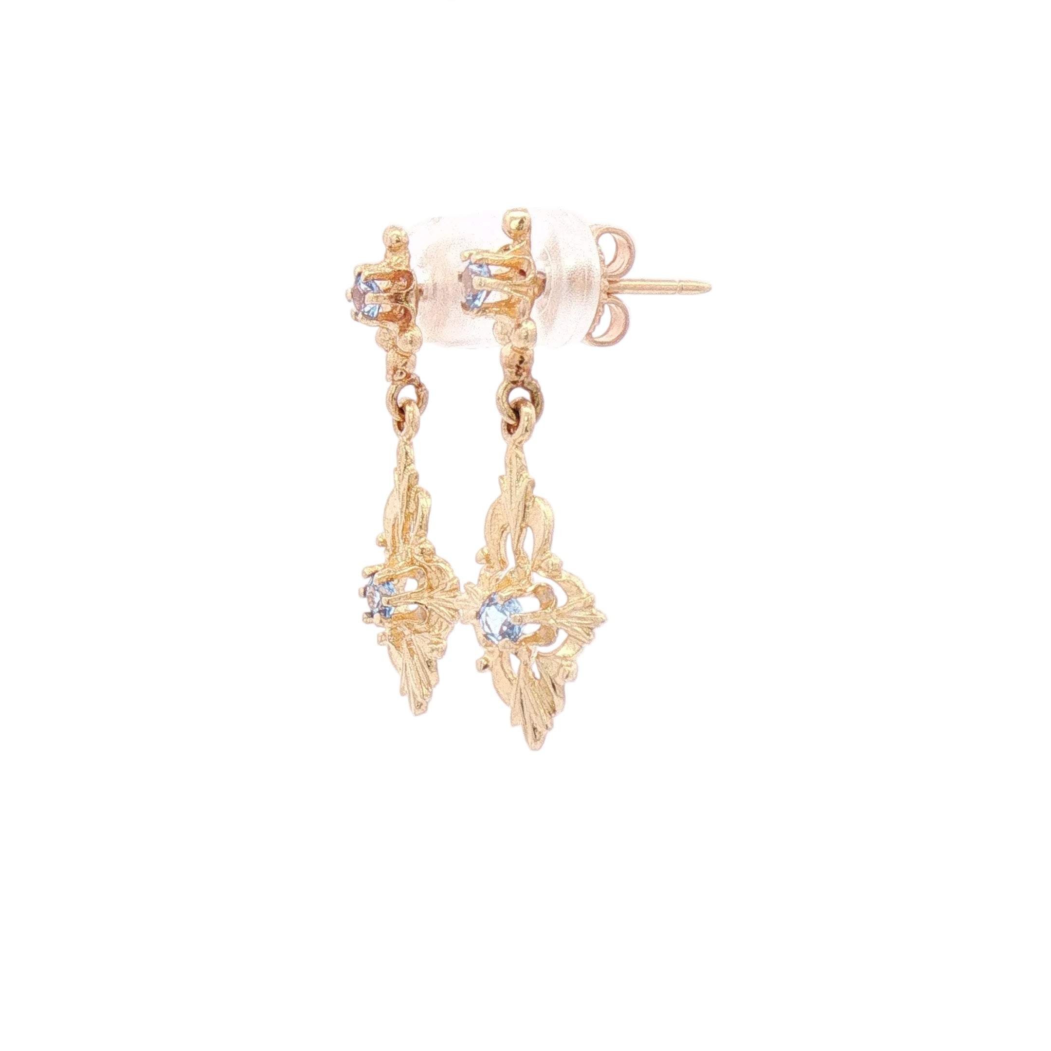 Yellow gold Aquamarine Dangle Earrings.