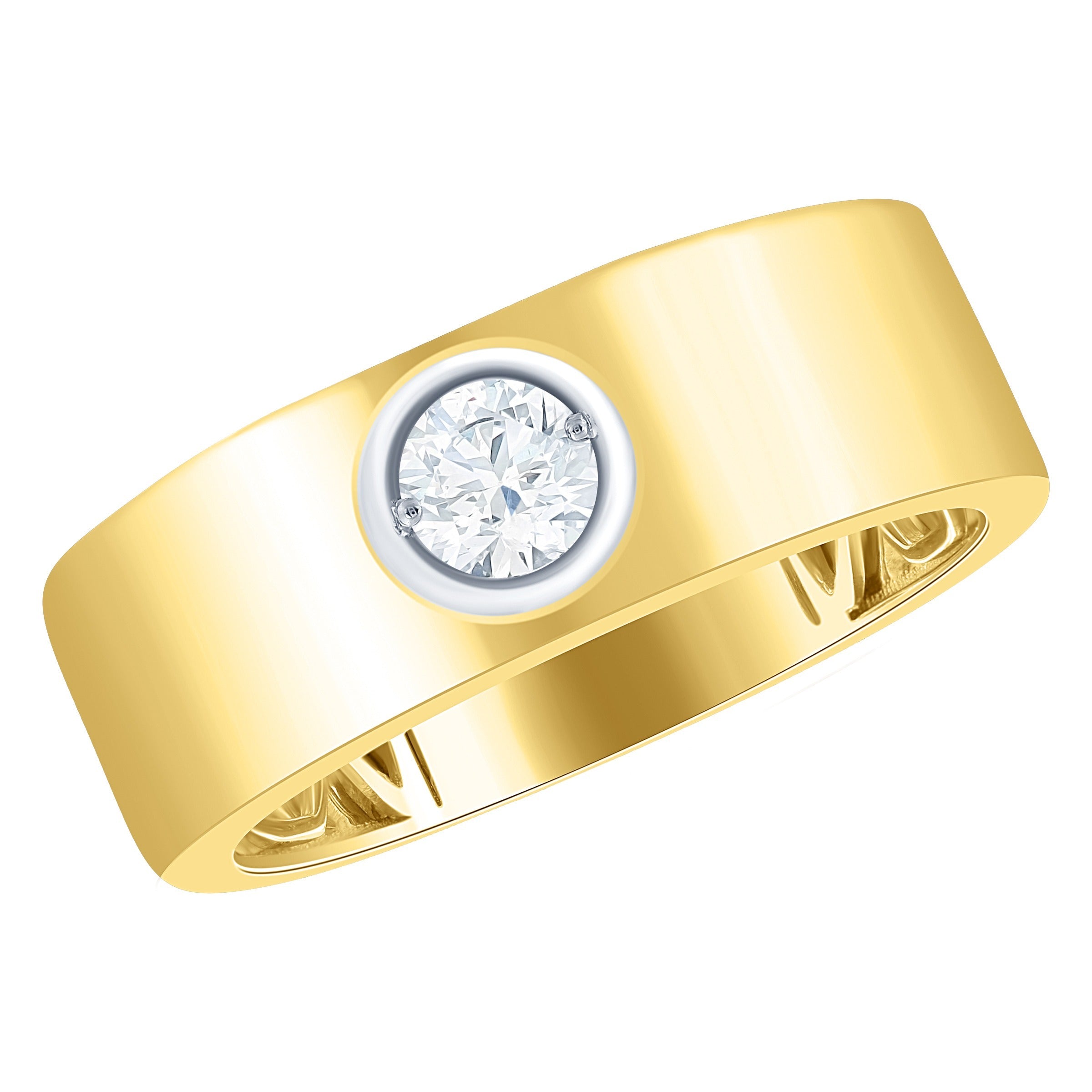 Heera Moti 14K YG Diamond (0.286ctw) band features a round bezel-set diamond for classic elegance.