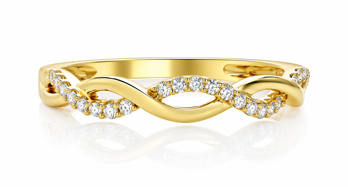 14K Yellow Gold Diamond Twist Band
