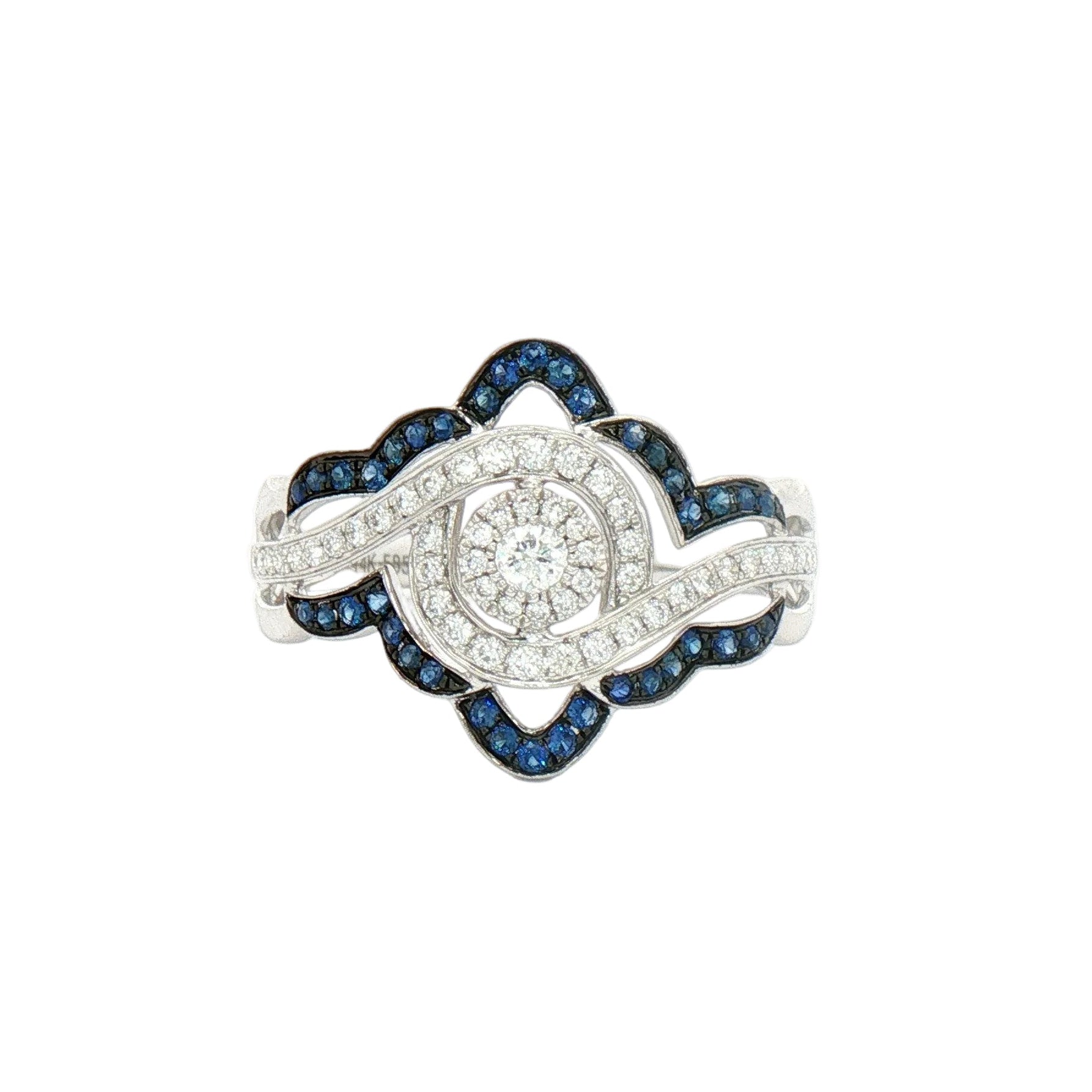 White Gold Sapphire and Diamond Fashion Ring.